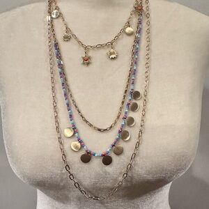 Rebecca Minkoff Multicolor Layered Gold-Tone necklace NWT